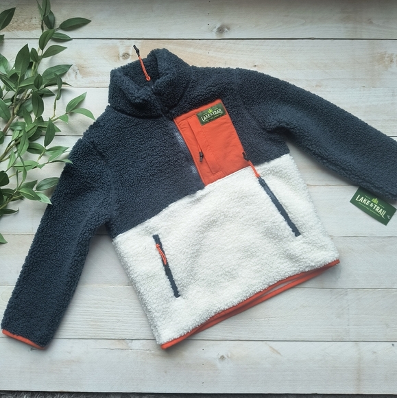 Lake & Trail Toddler Boy Sherpa Lined Sweater Fleece Pullover Color-blocked XS 5 - Picture 1 of 5